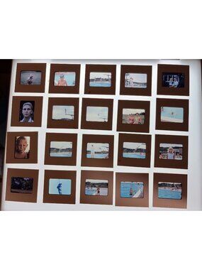 Vintage 35mm Photo Slides Lot 20 Sept 1961 Pool Diving Summer Kids w/ Holder